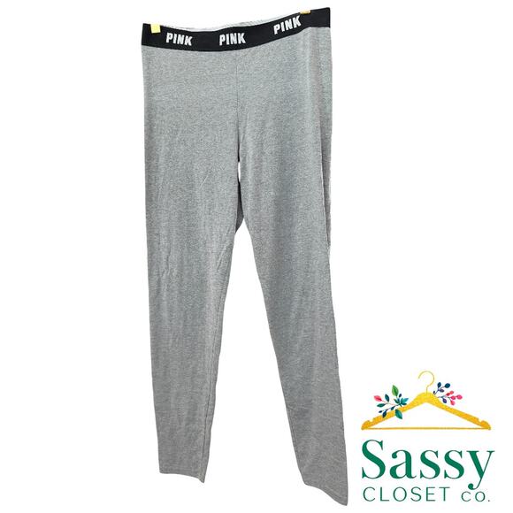 Victoria’s Secret PINK Heather Gray Leggings Size M Athleisure EUC - Picture 1 of 5